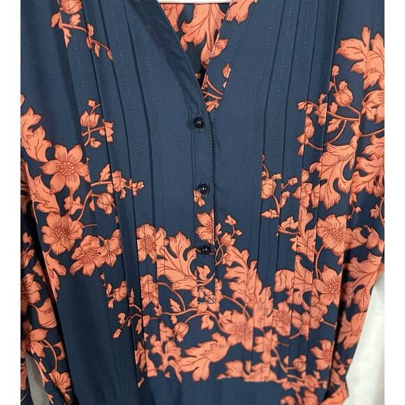 NANETTE Nanette Lepore Dress Women’s Size 2 Navy Floral Pintuck Fit and Flare - Picture 6 of 12